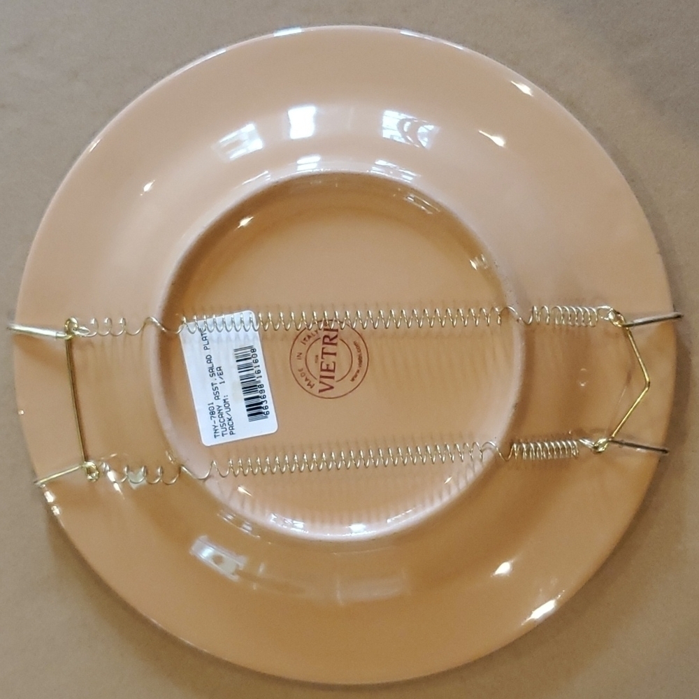 Vietri Hand-Painted Landscape Plate - White, Green, Yellow - Picture 3 of 4